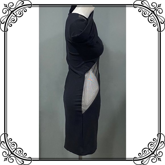 NWOT - ADOLFO SANCHEZ Chic & Sexy Cut-Out Mesh Wool Dress - Picture 4 of 10